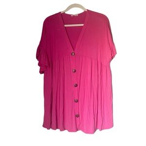 Beeson River Pink Button Blouse 1X